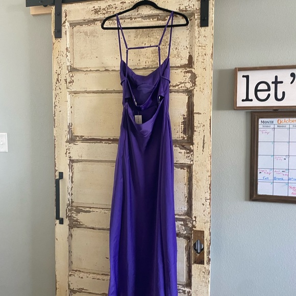 Purple satin slip dress NWT Sz M - Picture 6 of 7